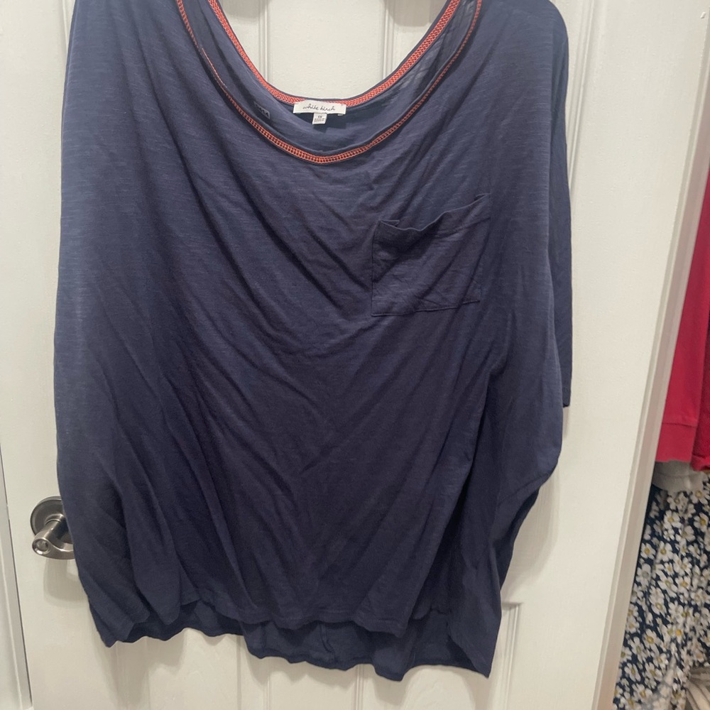White Birch Boxy Blue shortSleeve Blouse - Picture 2 of 11